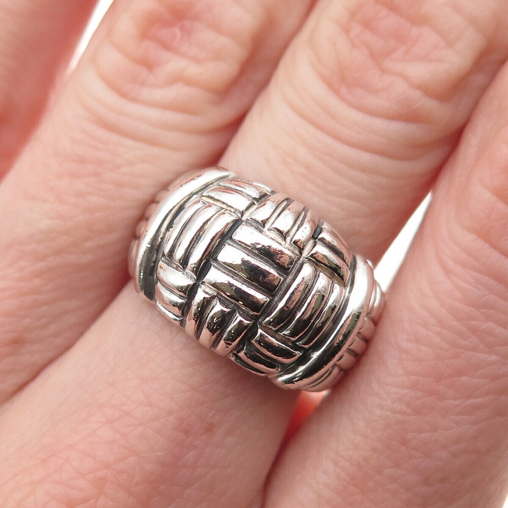 ESPO Joseph Esposito Sterling Silver Vintage Ribbed Dome Oxidized Ring Size 6